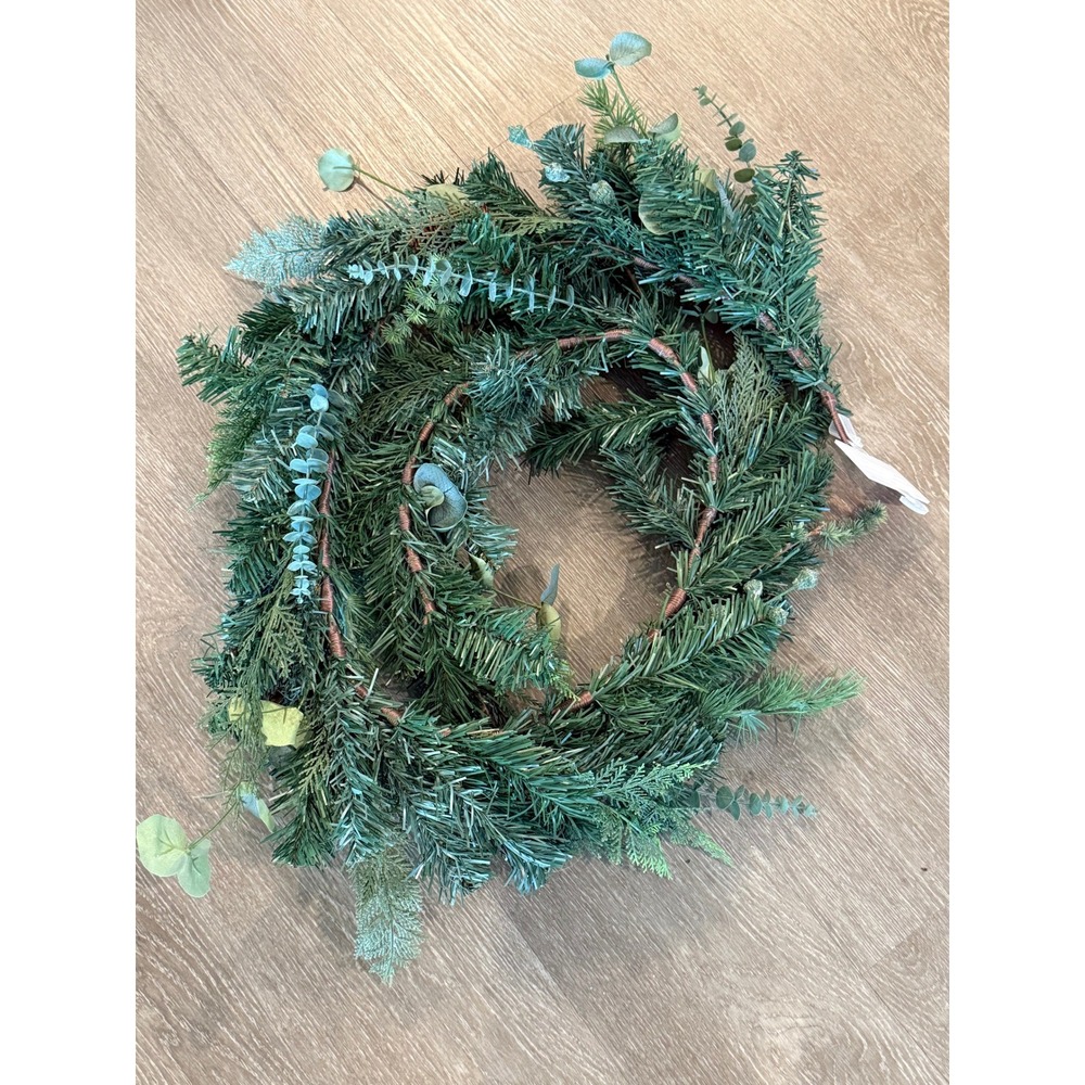 NWT Ashland Christmas Cypress Pinecone & Eucalyptus Garland 12 ft Mantel Rustic